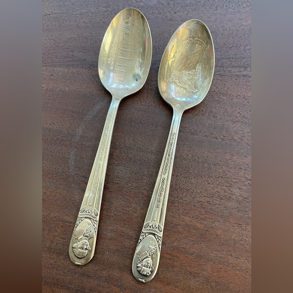 VTG Rogers Silverplate spoons US President George Washington /Thomas Jefferson